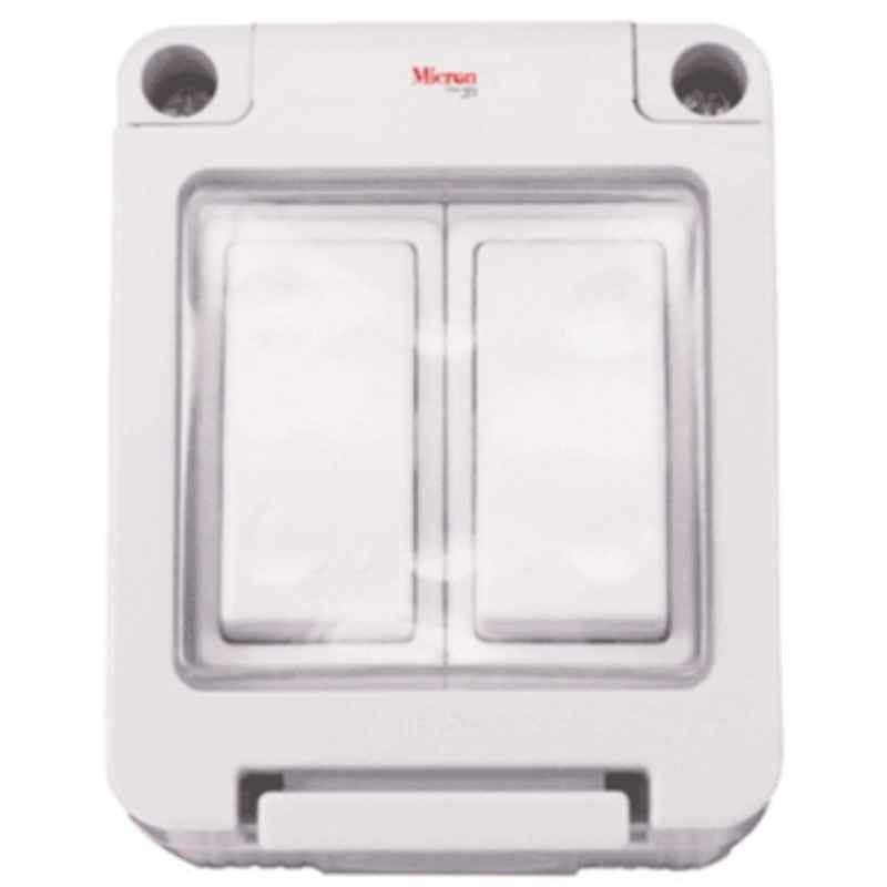 Micron 2 Gang 1 Way PVC Grey IP55 Weatherproof Switch, MMEIP55-002
