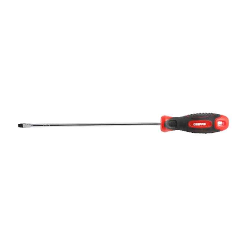 Geepas 200mm CrV Red & Black Slotted Precision Screwdriver, GT59090