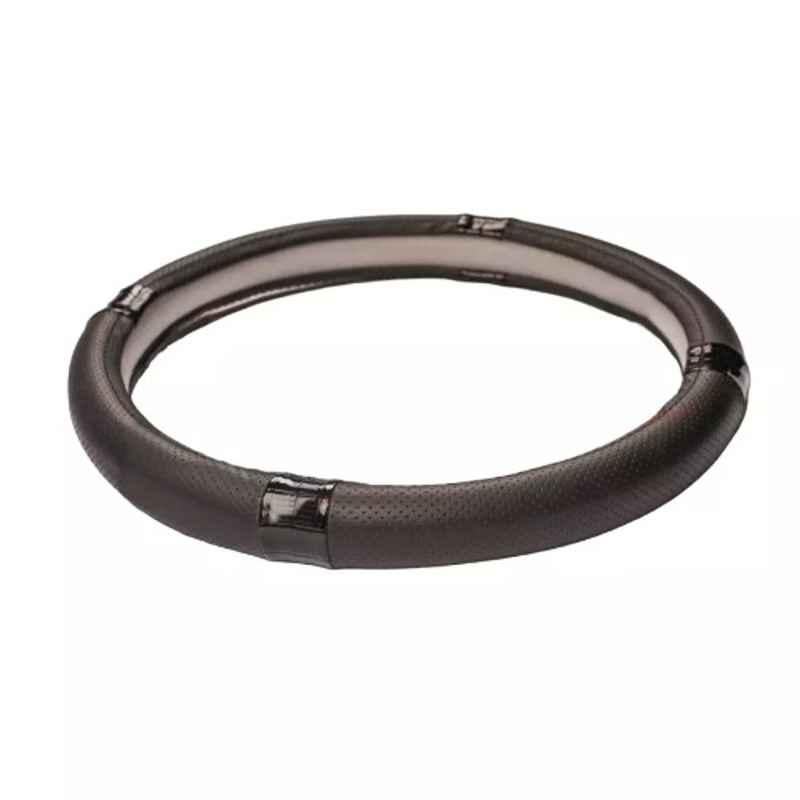 Cipher Leather Black Sporty Look Steering Wheel Grip Cover, Size: Small