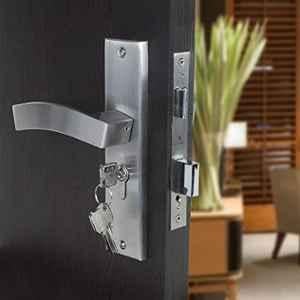 Voltizi 8 inch Stainless Steel 304 Cylindrical Plate Mortise Door Lock Handle Set with 3 Keys, LB10002-BSK