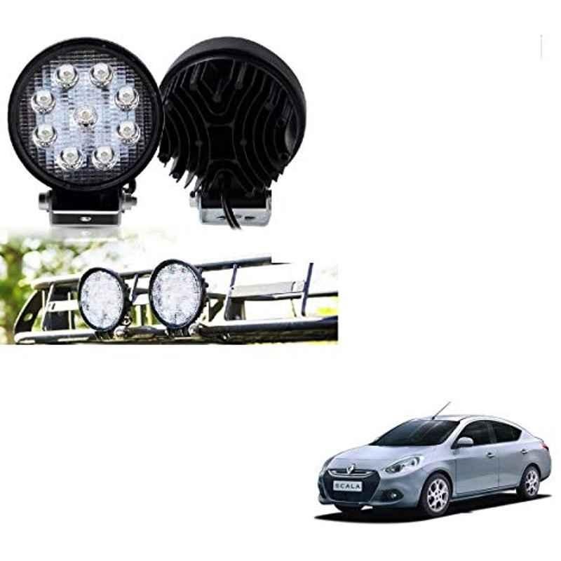 Kozdiko 2 Pcs 27W 4 inch 9 LED Waterproof Round White Fog Light Set with Mounting Brackets for Renault Scala, kozd_19869