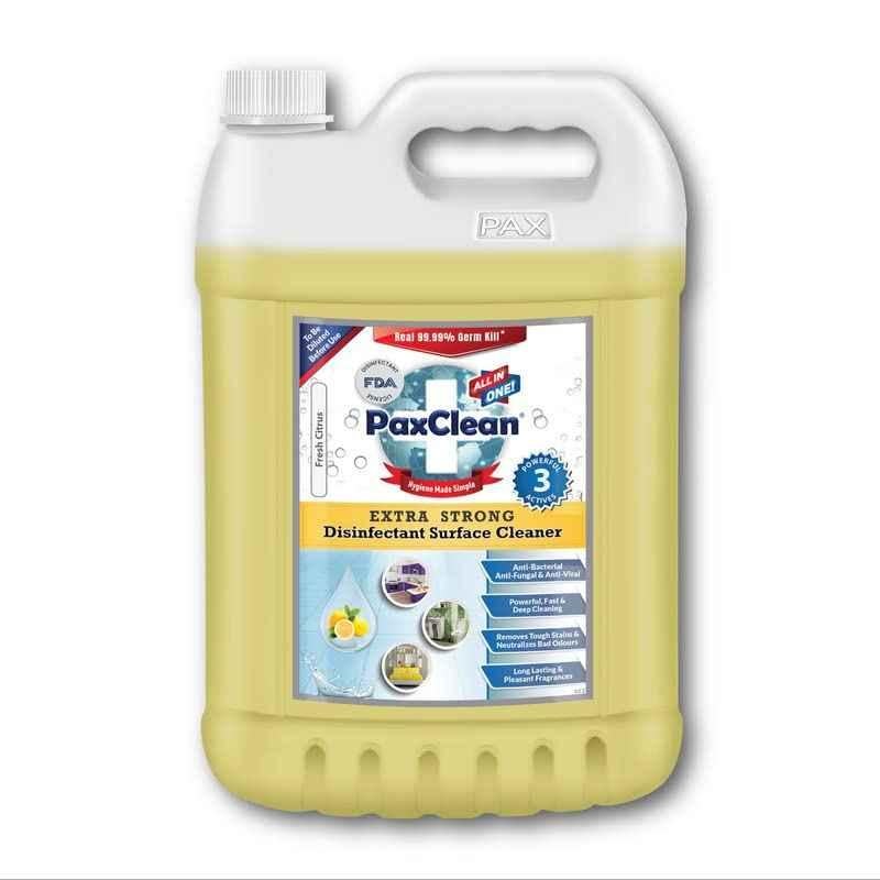 PaxClean 5L Fresh Citrus All-in-One Extra Strong Liquid Disinfectant Surface Cleaner, C-915-01-179
