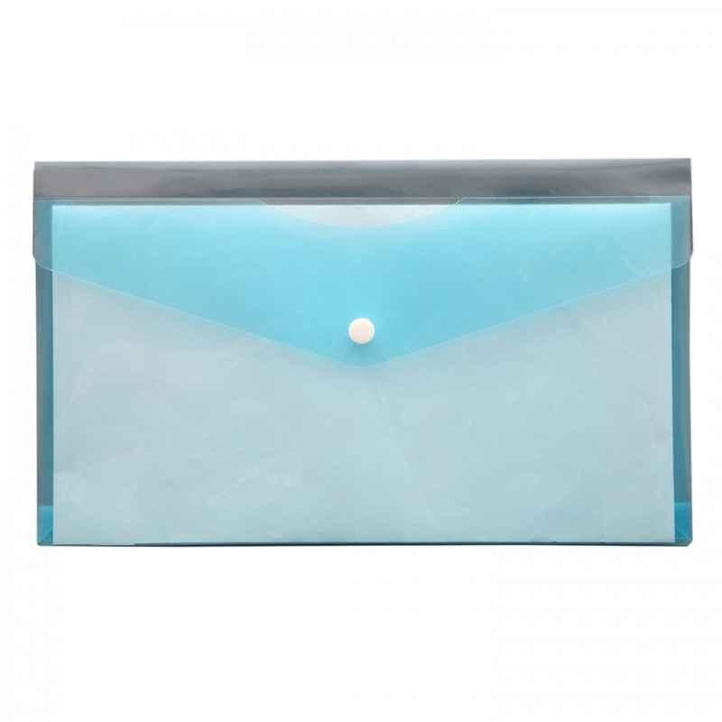 Solo Transparent Blue Expandable Cheque Envelope with Button Closure, CH 108 (Pack of 50)