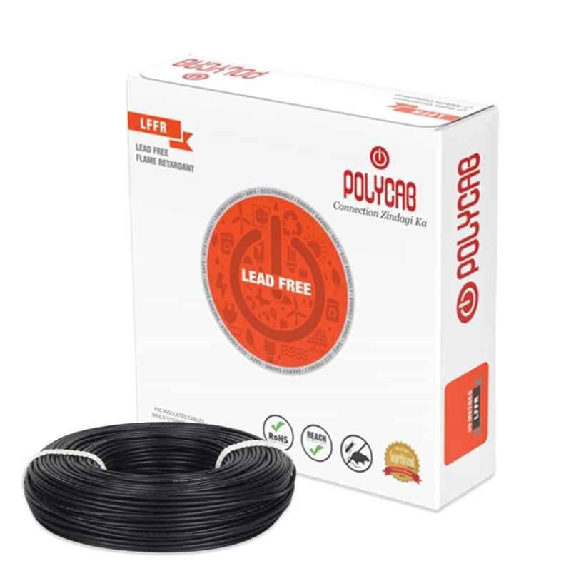 Polycab 6 Sqmm 90m Black Single Core FRLF Multistrand PVC Insulated Unsheathed Industrial Cable