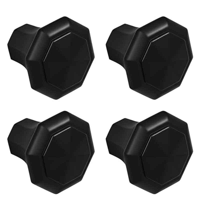 Plantex Knobs for Drawer/Octagon Shape Drawer Knobs/Knobs for Cabinets/Pull-Push Knobs for Kitchen/Bedroom Drawer (Pack of 4) DTK-302, Black