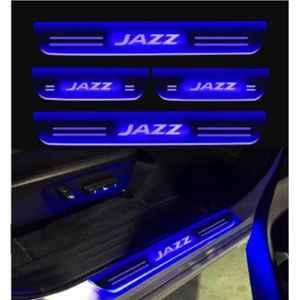 SureStrive 4 Pcs Acrylic Car Side Footstep Set with Blue LED Door Sill Scuff Plate for Honda Jazz Type-2 Model