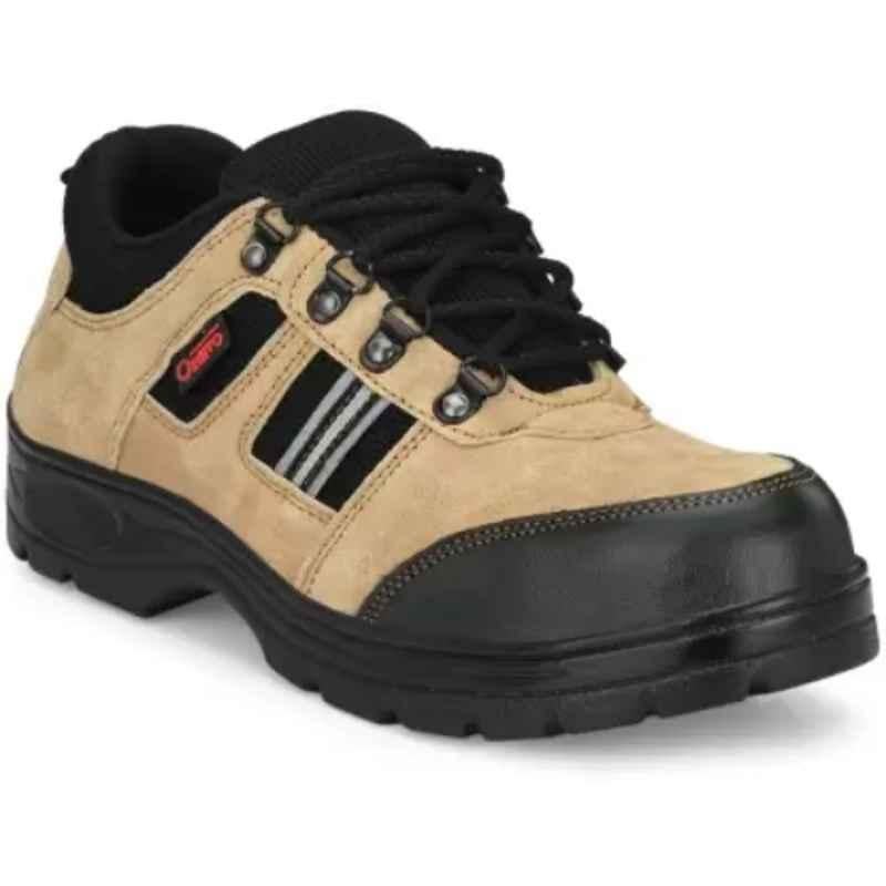 Ozarro Suede Leather Steel Toe Beige Safety Shoes, S4404BEIGE, Size: 8