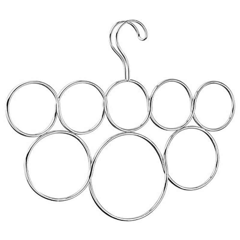 InDesign Classico 13.13x0.5x1.25 inch Alloy Steel Silver Chrome 8-Loop Scarf Hanger, 6730