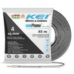 KEI Conflame 4 Sqmm 1 Core FRLSH Black Copper PVC House Wire, Length: 45 m