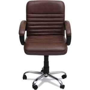 Mezonite Medium Back Brown Leatherette Office Chair, KI 200 (Pack of 2)