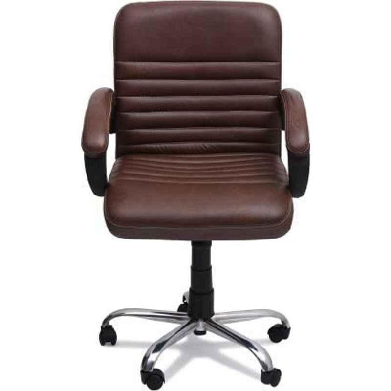 Mezonite Medium Back Brown Leatherette Office Chair, KI 200 (Pack of 2)
