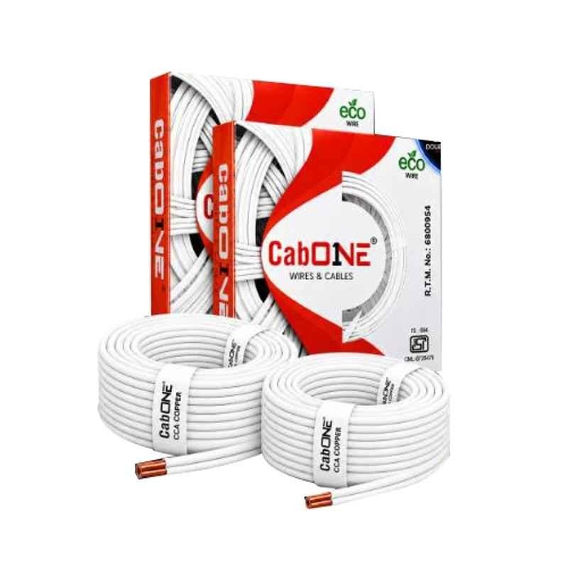 CabONE 2.5 Sqmm White FR PVC Insulated Multistrand Copper Cable, Length: 90 m (Pack of 2)