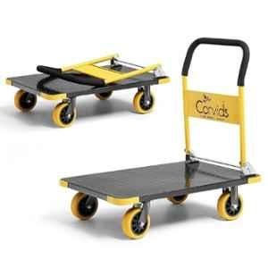 Corvids 400kg Mild Steel Black Portable Folding Hand Platform Trolley with 360 deg Rotating Wheels