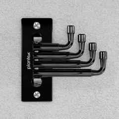 Plantex 4 Pin Glossy Black Stainless Steel Flexible Wall Hooks for Bathroom