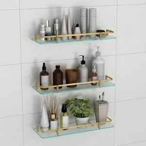 Plantex 18x6 inch Heavy Duty Glass Wall Mounted Bathroom Shelves (Pack of 3)