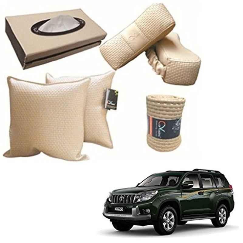 Kozdiko One Pair Black Cushion & One Pair Black Neck Rest Combo for Toyota Land Cruiser Prado