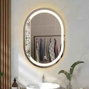Plantex Frameless LED Bathroom Mirror with 3 Tone/Designer Mirror for Living Room/Bedroom/Dressing Room Capsule Shape HM-002, 18x24 inch