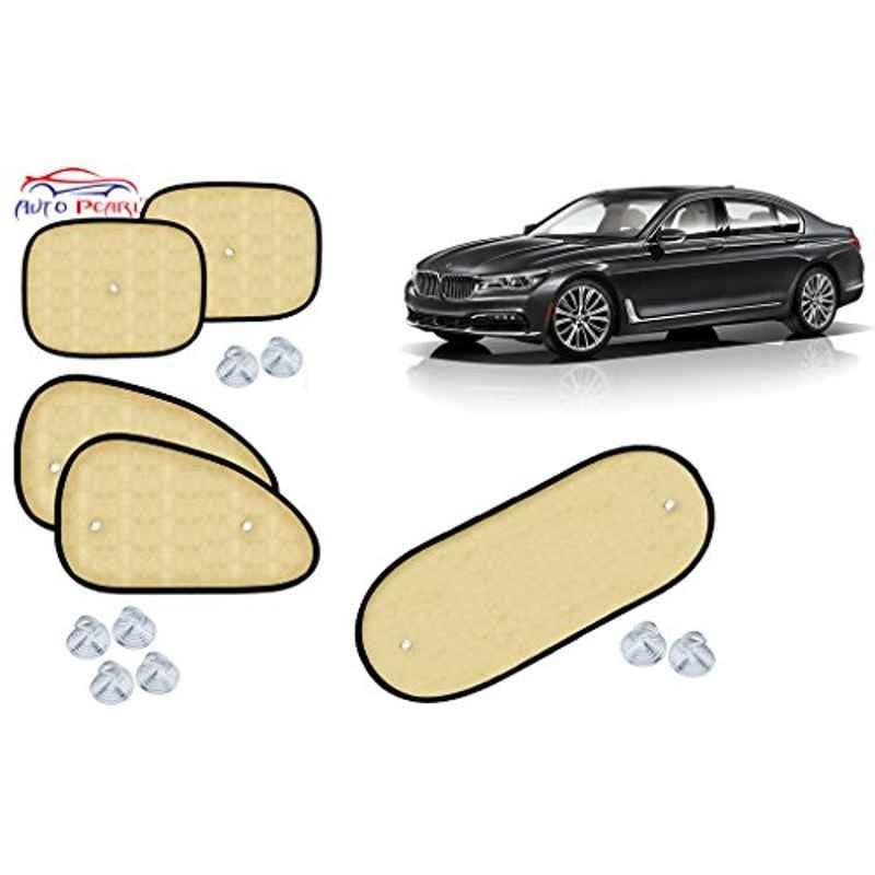 Auto Pearl 5 Pcs PVC & Mesh Beige Window & Rear Sun Shade Set for BMW 725i