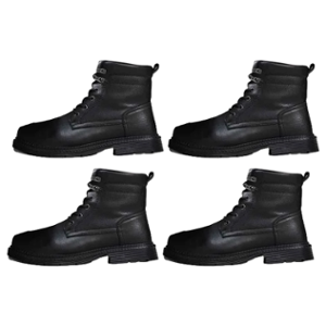 SPIEZ Leather Steel Toe Black Safety Shoes, Size: 7.5 (Pack of 4)