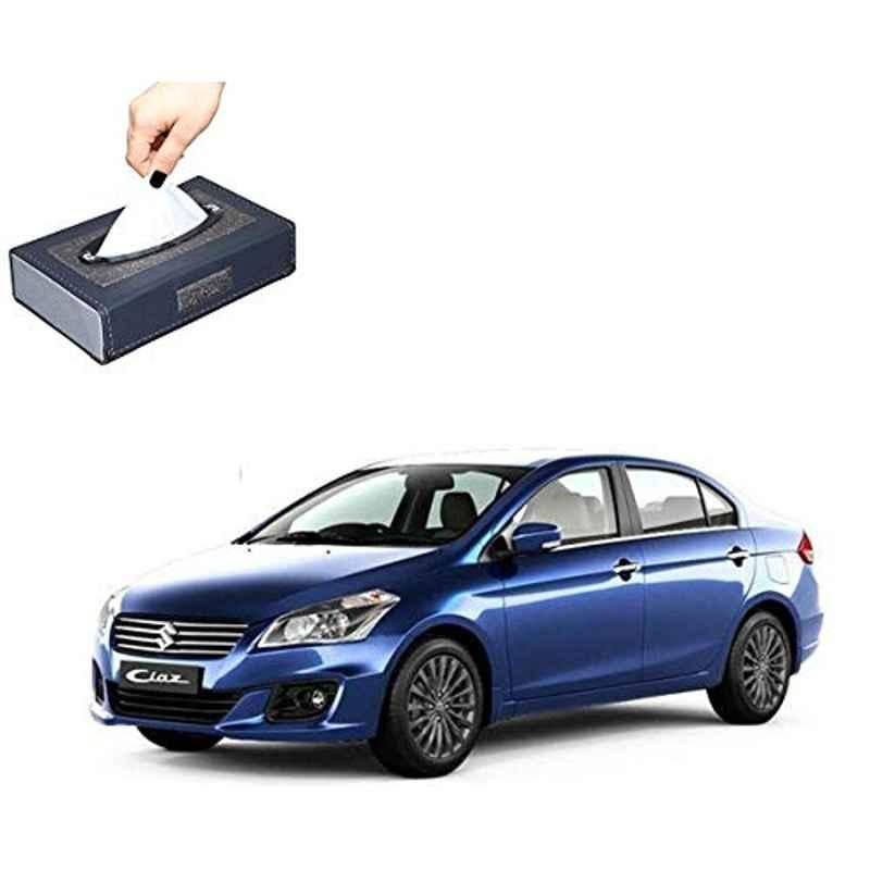 Kozdiko Leatherette Grey Designer Car Tissue Paper Dispenser Box with 200 Sheets (100 Pulls) for Maruti Suzuki Ciaz Facelift (2018-Present)