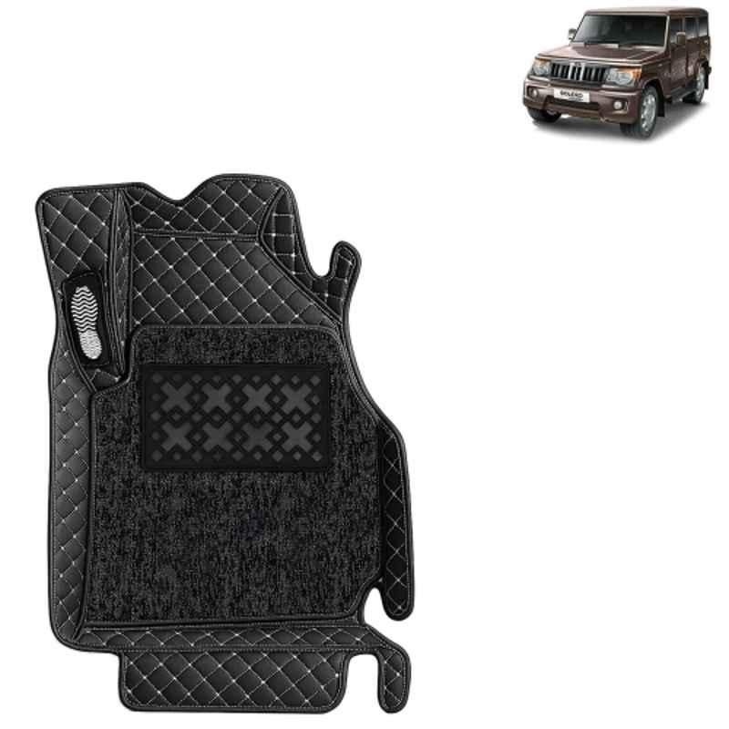 Kingsway 4 Pcs Premium 7D 100% Waterproof & Washable PU Leatherette Classic Black Car Floor Mat Set for Mahindra Bolero 2020 Onwards All Model