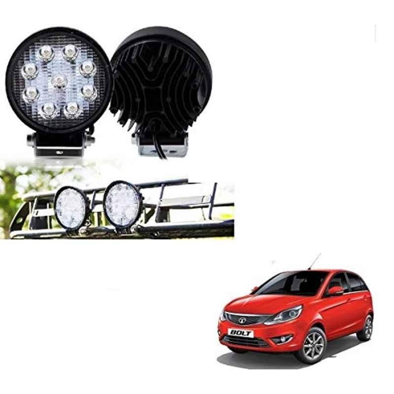 Kozdiko 2 Pcs 27W 4 inch 9 LED Waterproof Round White Fog Light Set with Mounting Brackets for Tata Bolt, kozd_19979
