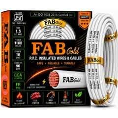 Fabgold 1.5 Sqmm White FR PVC Multi Strand Electrical Wire, FABGOLD18, Length: 90m