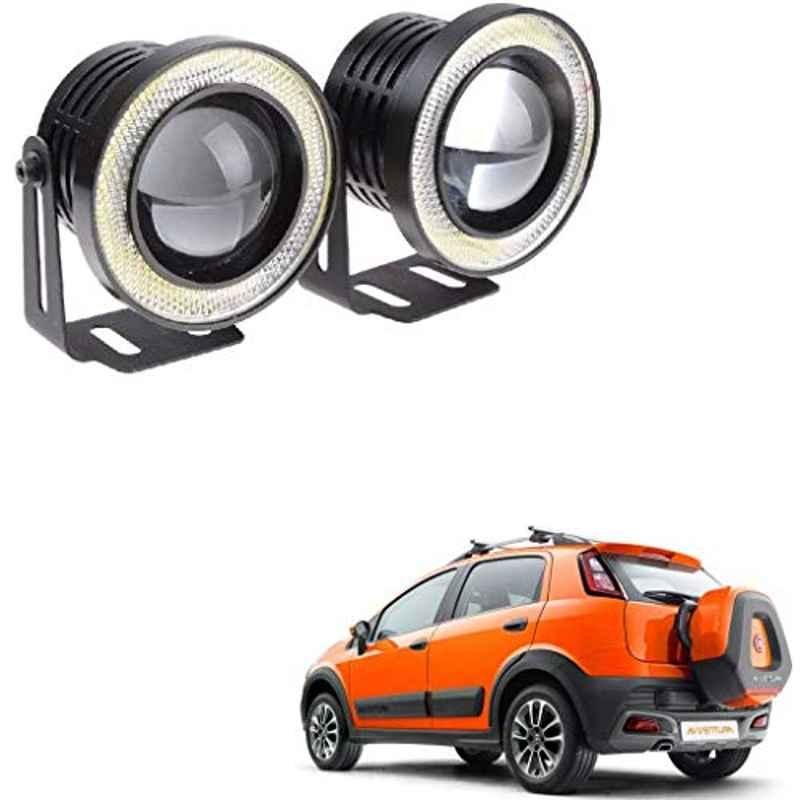 Kozdiko 2 Pcs 15W 3.5 inch High Power White LED Projector COB Fog Light Set with White Angel Eye Ring for Fiat Avventura, koz_72636