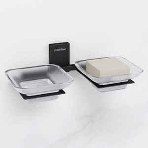 Plantex 304 Grade Stainless Steel Frosted Glass Double Soap Dish/Soap Stand/Dual Soap Holder/Bathroom Accessories Crystal (Black)
