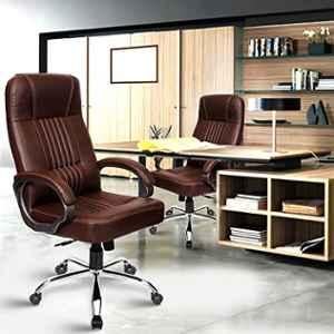 Rose Line Leatherette Brown High Back Executive Chair