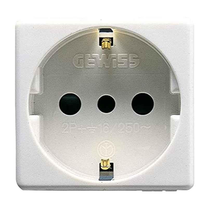Gewiss GW20205 250VAC 2P+E 16A P30 2 Module White Socket Outlet, GW20205