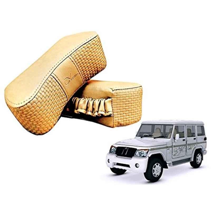 Kozdiko 2 Pcs Memory Foam Beige Luxurious Neck Rest Set for Mahindra Bolero XL, koz_26738