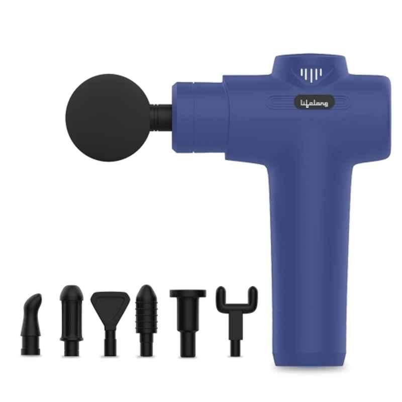 Lifelong 20W Dark Bule Handheld Full Body Gun Massager with 7 Specialised Heads, LLGM117