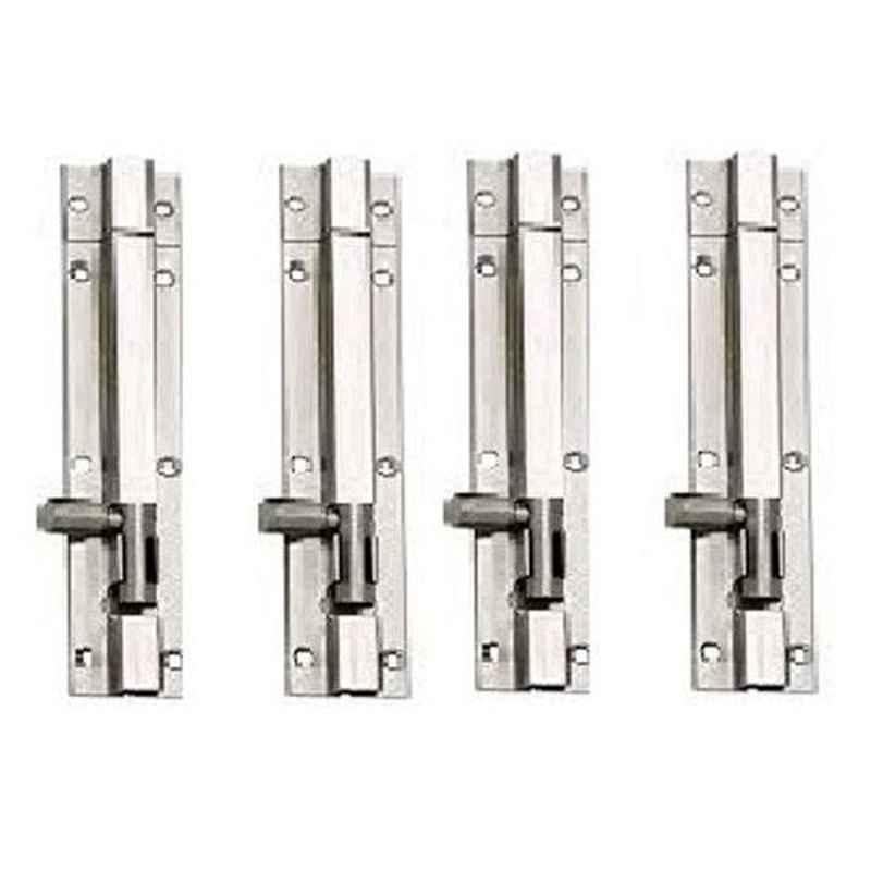 Nixnine 6 inch Stainless Steel Tower Bolt Security Door Latch Lock, SS_LTH_A-511_6IN_4PS (Pack of 4)