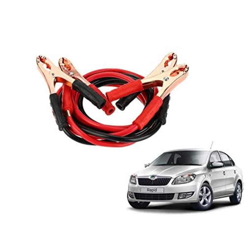 Kozdiko 7.5ft Copper Core Red & Black Heavy Duty Car Battery Booster Cable for Skoda Rapid