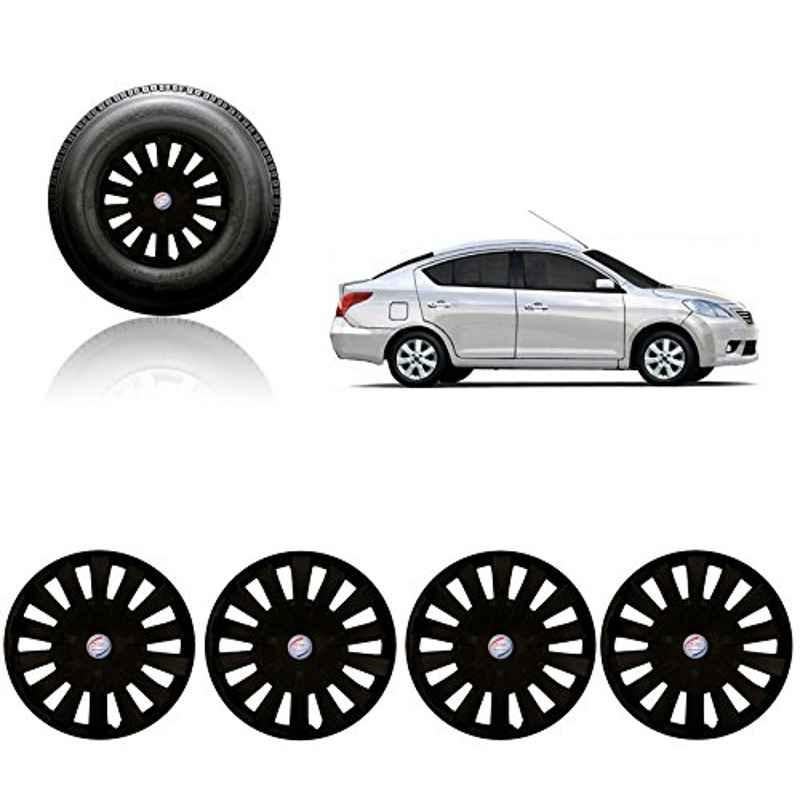 Auto Pearl 4 Pcs 15 inch Black Car Wheel Cover Set for Nissan Sunny