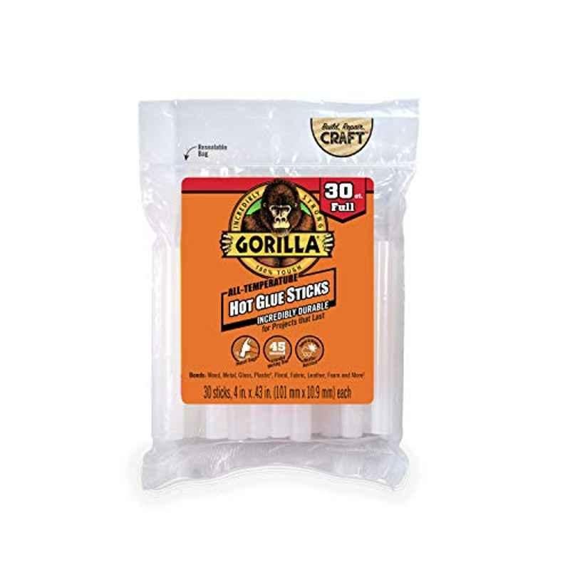Gorilla 4 inch Clear Hot Glue Sticks (Pack of 30)