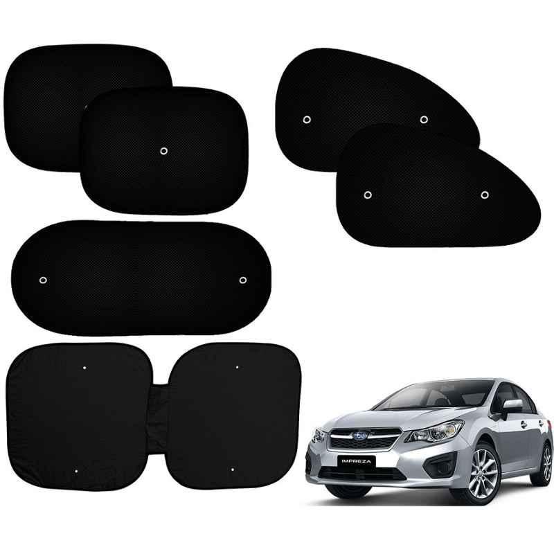 Auto Pearl 6 Pcs PVC & Mesh Black Window, Front & Rear Sun Shade Set for Subaru Impreza