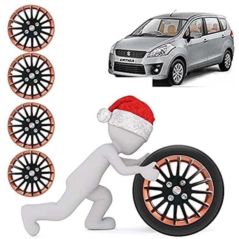 Auto Pearl 4 Pcs 15 inch ABS Copper & Black Car Wheel Cover Set for Maruti Suzuki Ertiga Type1