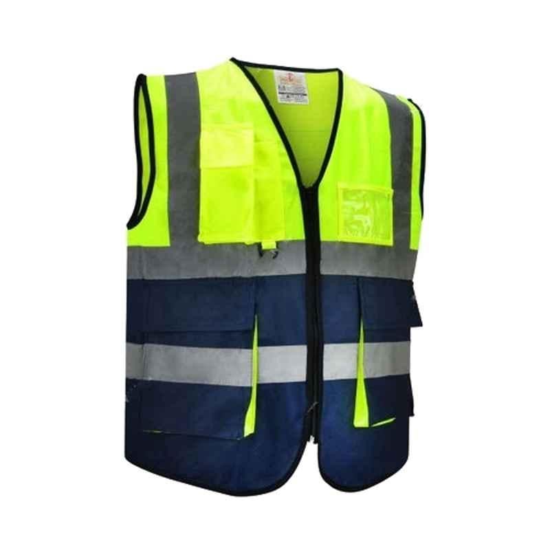 Empiral Dazzle E108073403 Polyester Yellow & Navy Blue Safety Vest, Size: L