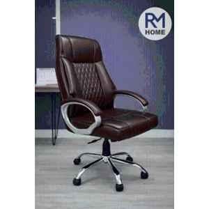 RM HOME Royal Leather High Back Brown Ergonomic Revolving Chair