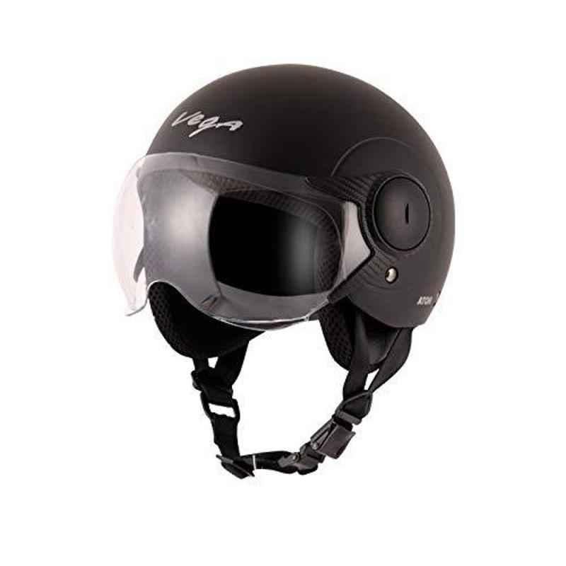 Vega Atom ABS Dull Black Open Face Helmet, Size: M