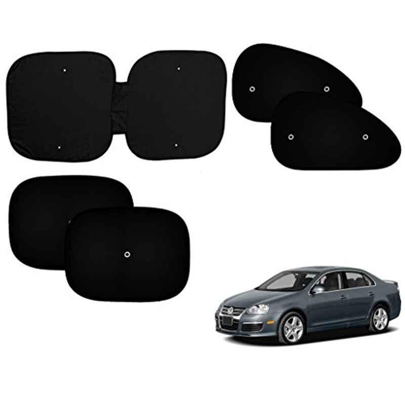 Auto Pearl 5 Pcs PVC & Mesh Black Window & Front Sun Shade Set for Volkswagen Jetta Type 1