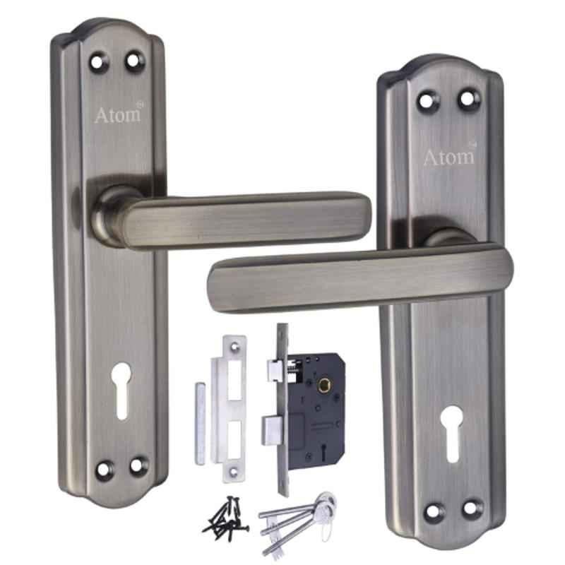 ATOM 7 inch Alloy Steel Brass Antique Finish Mortise Door Lock Set, MH-606-KY-BA