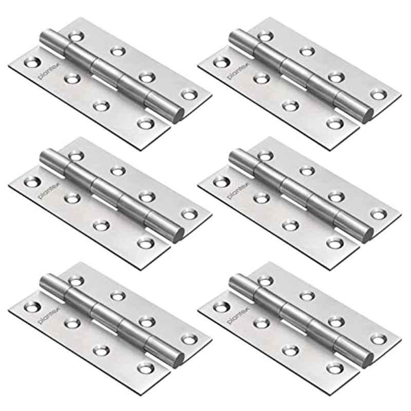 Plantex 4 inchx1.8mm 14 Gauge Satin Matte Door Hinges for Home, Office, Hotel, Main Door, Wooden, Bedroom, Kitchen & Kabza (Pack of 6)