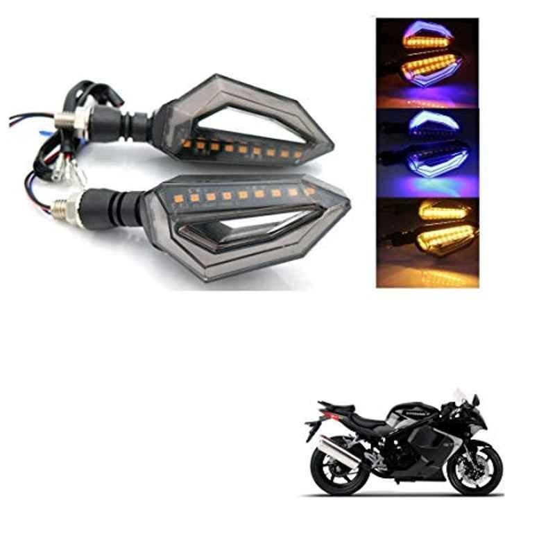 Kozdiko 4 Pcs Bike D Shaped 9 LED Front & Rear Side Turn Signal Indicator Light Set for Hyosung GT250R5