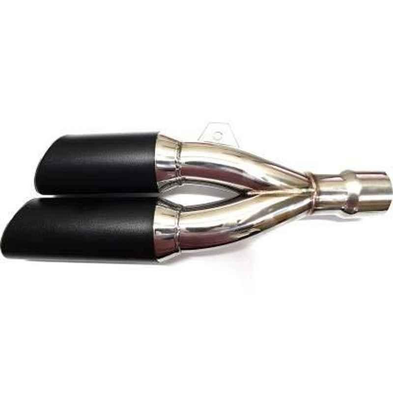 RA Accessories Black & Chrome Dual Outlet Silencer Exhaust for Harley Davidson DYNA FXDF Fat Bob