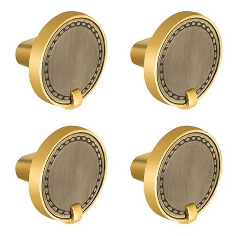 Plantex Knobs for Drawers/Drawer Knobs/Round Knob for Cabinets/Pull-Push Knob for Kitchen/Bedroom/Drawer (Pack of 4) Antique Brass & Gold