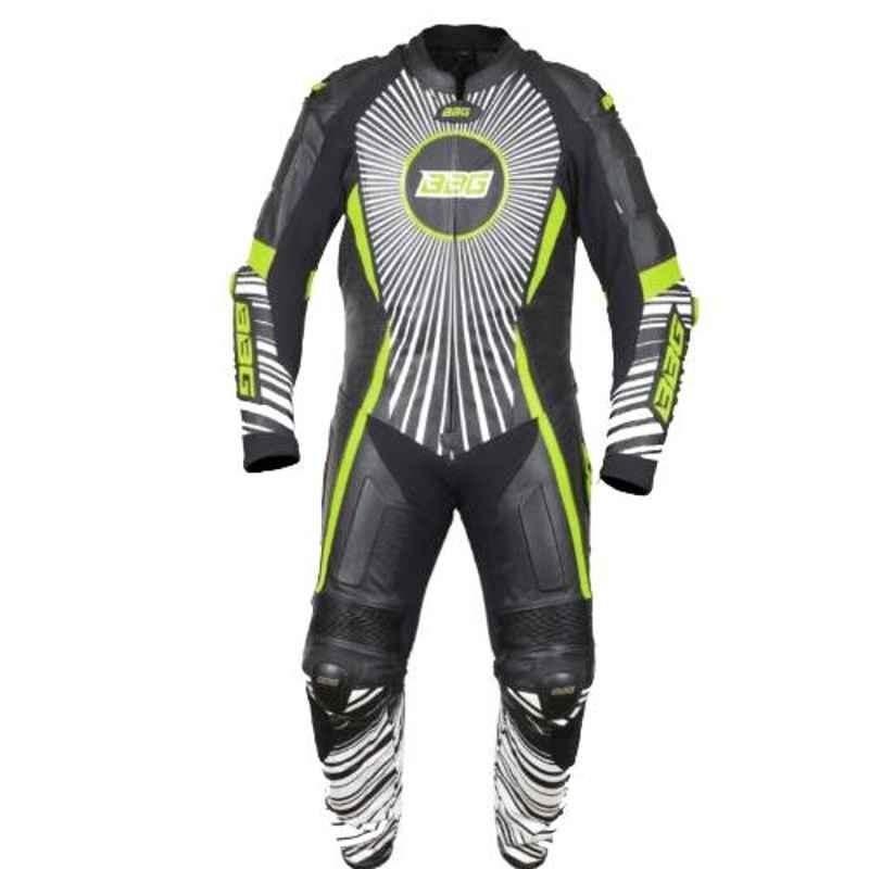 Biking Brotherhood Neon Leather Race Suit, Size: XS
