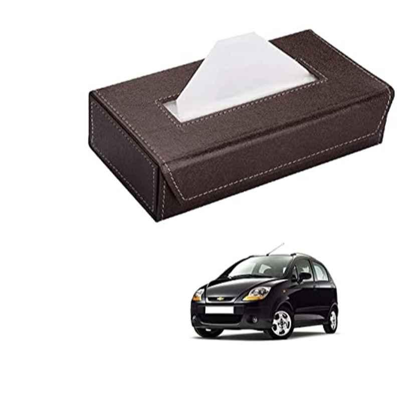Kozdiko 100 Pulls PU Leather Brown Car Tissue Paper Box with 200 Sheets for Chevrolet Spark